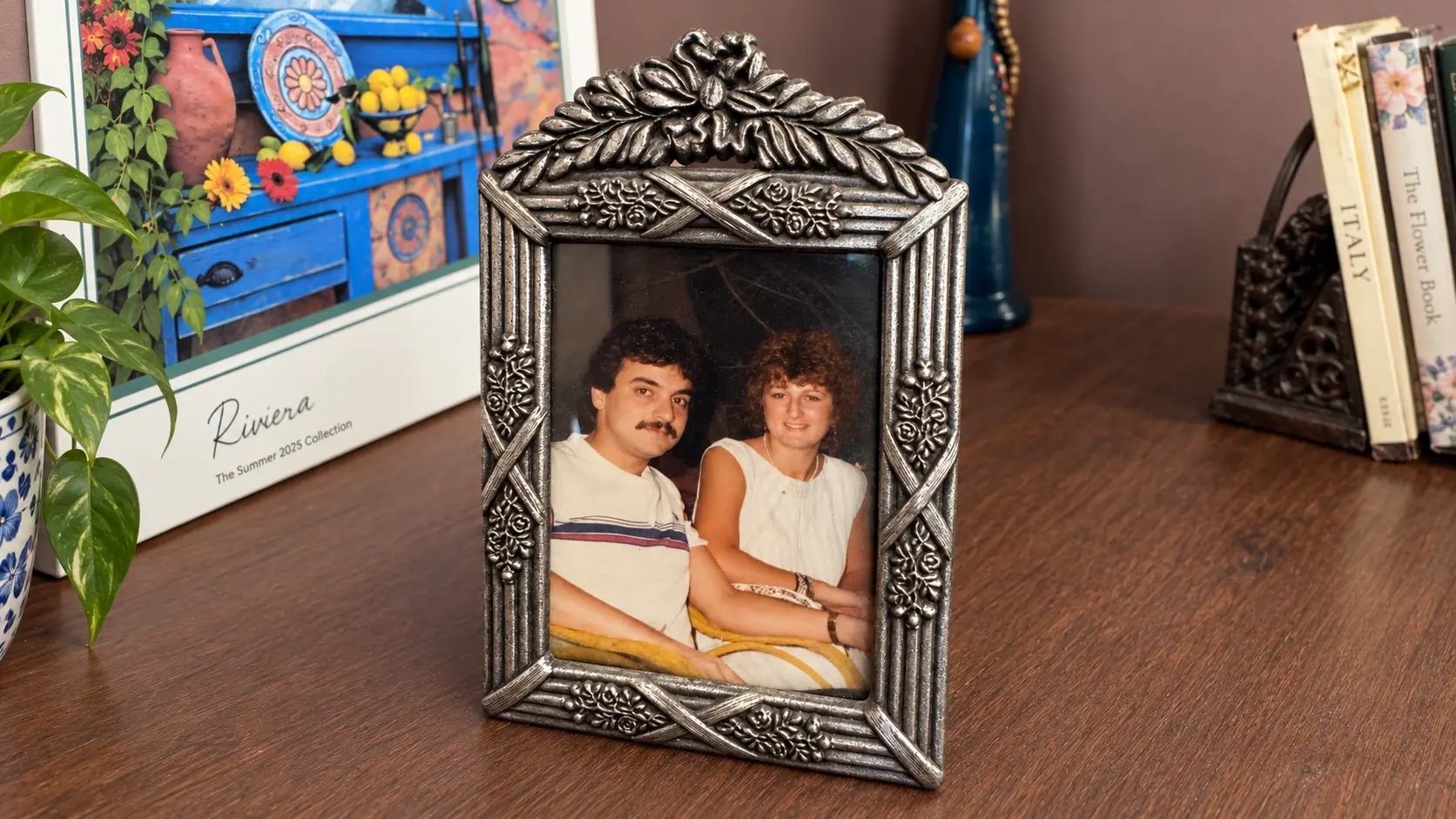 Family photo in a silver frame
