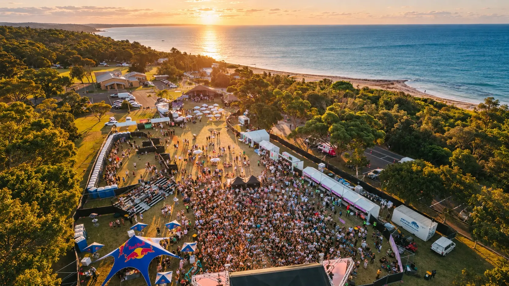 Coastal Jam beside the ocean at sunset